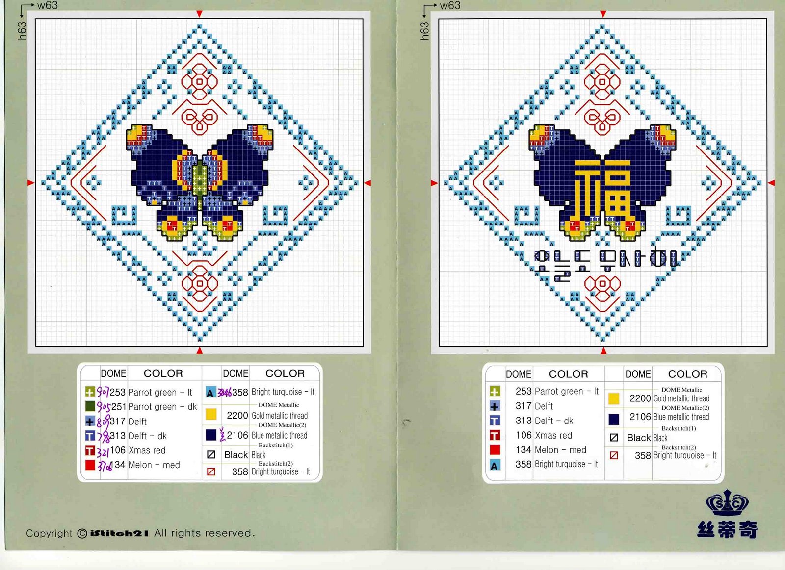 Schema punto croce Farfalle Nere